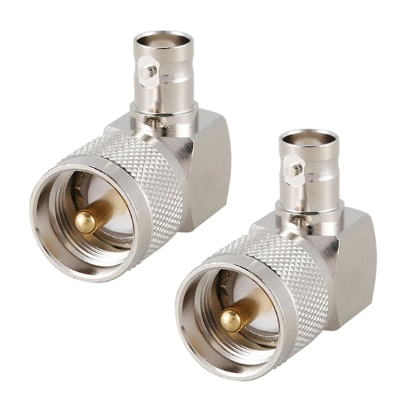 2x UHF PL259 -259 till BNC hona höger vinkel RF-adapterkontakt, silver