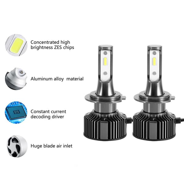 2 stk 28W 6500K Supersterk LED Bilfrontlyktsett Frontlyspærer E10-H7