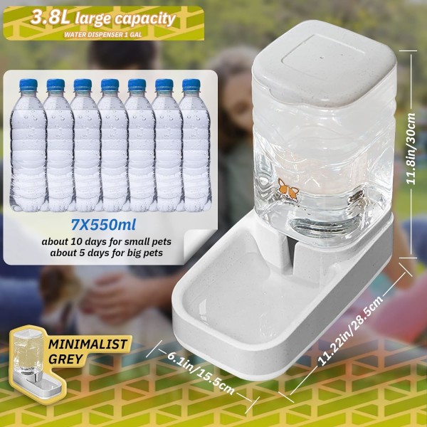 Husdjursvattenbehållare, Kattvattenkopp, Hundvattenkopp Automatisk, Stor Automatisk Dricksfontän för Katt Hund, 3,8L (1 Gallon) Husdjursvattenare