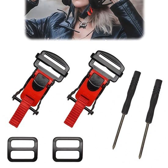 2 stk. - Spænder - Motorcykelhjelmspænde - Restyle - Hjelmspænde - Hjelmlukning - Quick release spænde - Hagespænde adapter - D-ring adapter