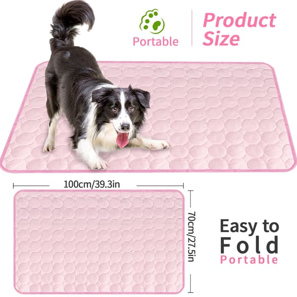 Kølemåtte til hunde - 100 x 70 cm - Pink | Kølig og åndbar måtte til kæledyr pink