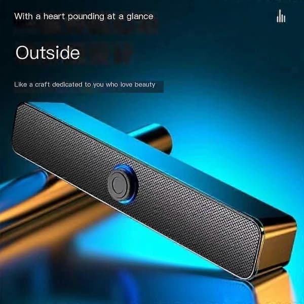 Mini Desktop PC Stereo Dobbelthøjttaler med Kabel og Bluetooth-forbindelse, Sort Super Subwoofer, Kompakt Størrelse