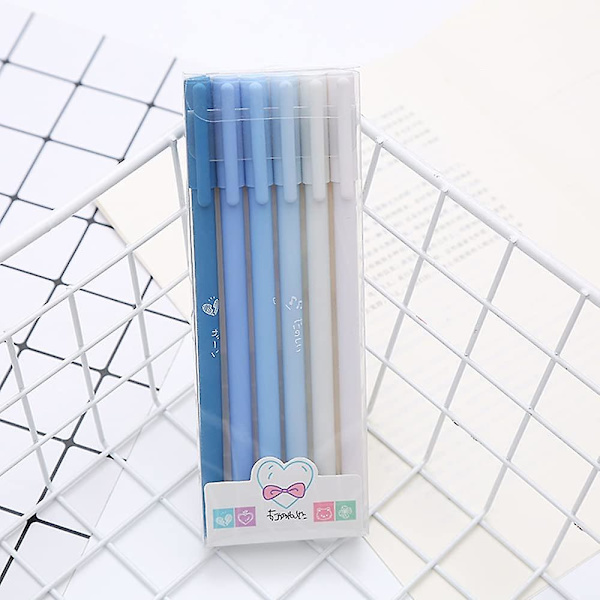 Söt Färgglad Gelbläckpenna 8-pack Svart Bläck Journalpennor Set, pennor 0,5 mm Fin Spets Skolmaterial Present Till Tonårsflickor Kvinnor (Morandi Blå)