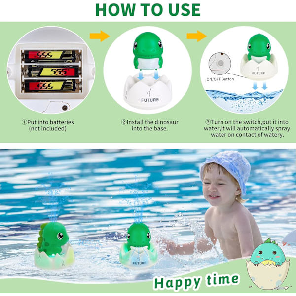 Baby badelegetøj, lysende sprøjte dinosaur badelegetøj til børn bade dinosaur legetøj touch control dino sprinkler badekammerat baby pool legetøj flydende springvand