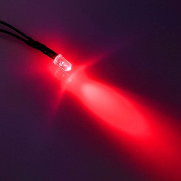 20 X 3 Mm lysdioder med 20 cm kabel Dc 12 V Led Ready Kabelforbundne monteringsringe Plast (varm hvid) (santanxing) rød