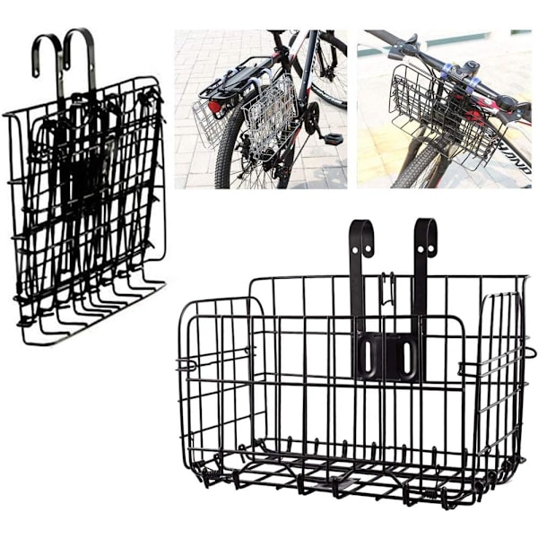 Framkorg - Vikbar & Avtagbar Metallnät Snabbkoppling Cykelkorg för Flerändamål