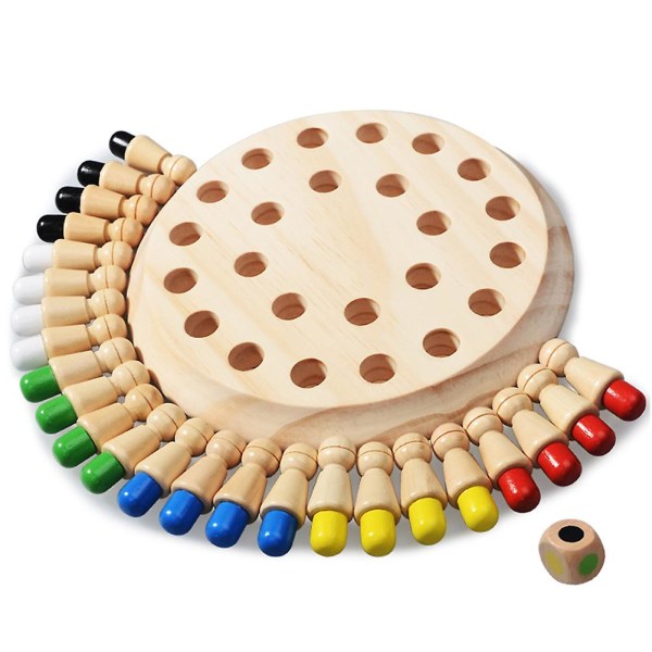 Barn Trä Minne Match Stick Schackspel Kul Block Brädspel Pedagogisk Färg Kognitiv Förmåga Leksak För Barn