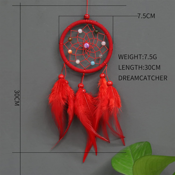 Små Drømmfangere til Biler Bagrude Spejl, Fjer Drømmfangere Bil Charm til Bil Væggen Soveværelse Hængende Dekorationer (Style 5-Rød) Style 5red