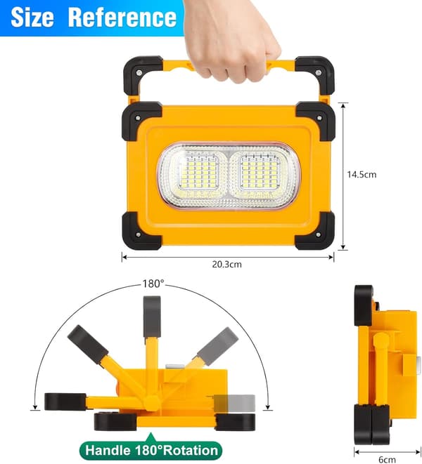 Oppladbar LED-arbeidslampe, 200w USB bærbar magnetisk arbeidslampe