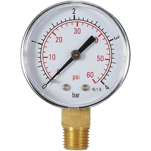 50mm 0~15 Psi 0~1 Bar Vandtryk Pool Filter Hydraulisk Skive Måler Trykmåler 1/4\" Npt Gevind