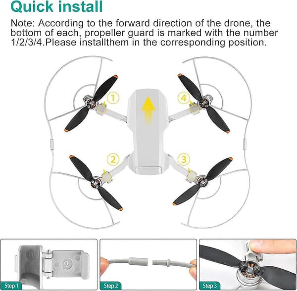 Mini 4K Propelbeskyttelse til DJI Mini 4K Drone, Kompatibel med Mini 2 SE, Mini 2, Mini SE, Mavic Mini, Opgraderet Version