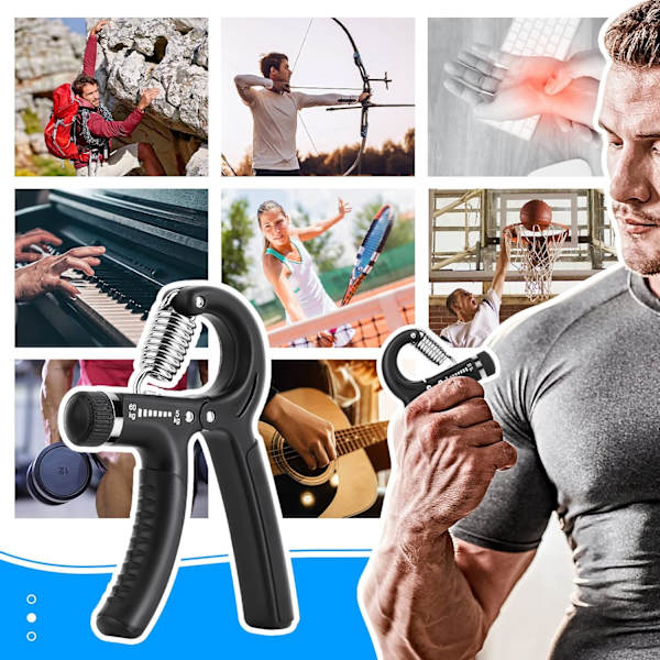 Håndgrebsstyrker til underarmstræning, 5-60 kg justerbar håndgreb, fingertræner til atleter og musikere til stærke fingre, underarme, H 2black