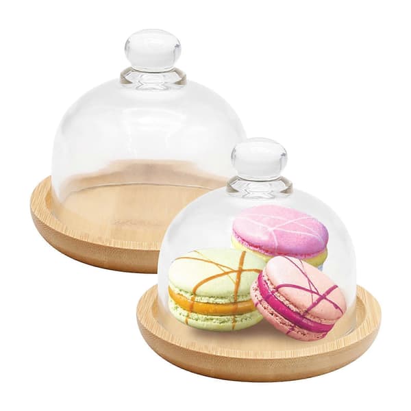 Klare Mini Glas Kagefad Displaykupler - 2 Sæt, 3,4 Tommer Indvendig Diameter, Dessertudstilling, Elegant Design