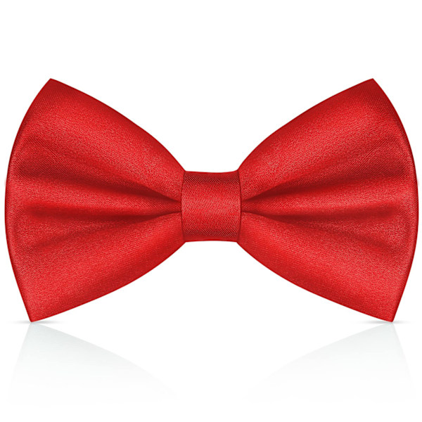 Herrfluga, Klassisk Enfärgad Förknuten Fluga för Män, Satin Smokingfluga, Justerbar Formell Halsfluga för Fester, Bröllop (Röd) red