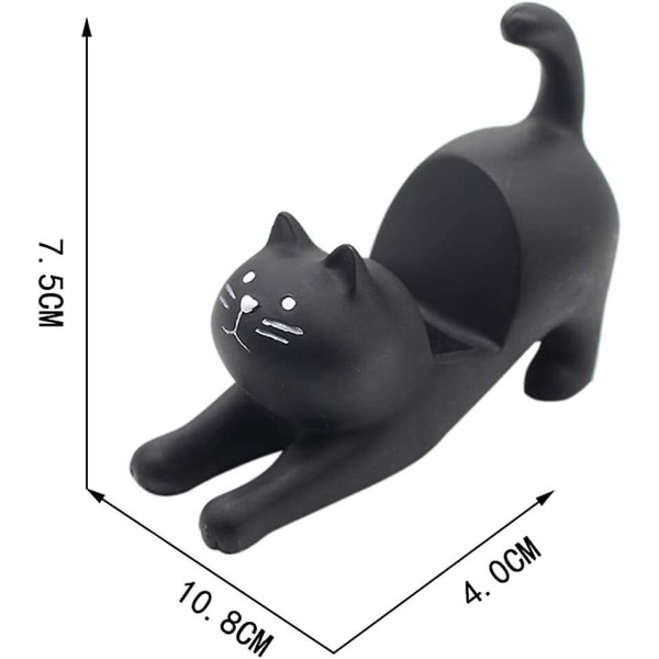 Phone Holder Resin Lazy Bracket Mini Desk Stand Desktop Decorative Mobile Cat Shape Fixing 3d Cartoon Accessories Portable Durable(black)