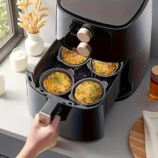 Sæt med 6 sorte silikonebageforme til airfryers — Non-stick og fødevaregodkendt
