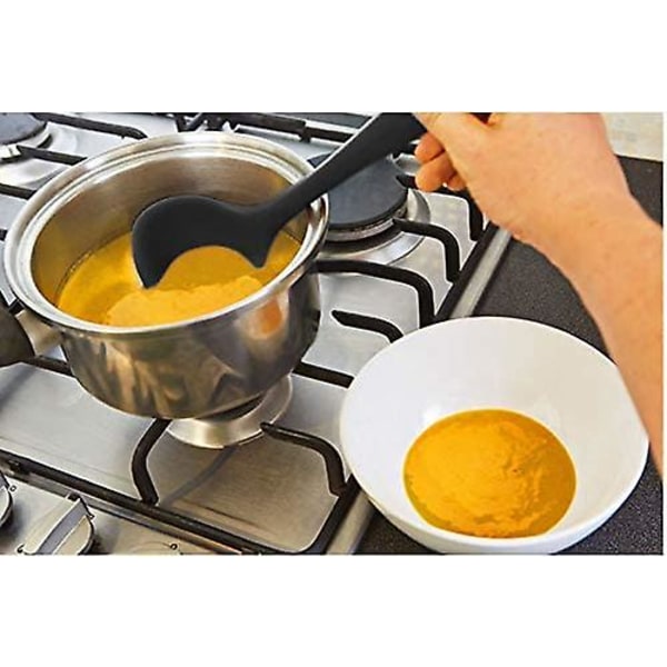 BPA-fri silikone køkkenredskabssæt - ske, øse og spartel - tåler opvaskemaskine - non-stick - varmebestandig (5 stk. sort)