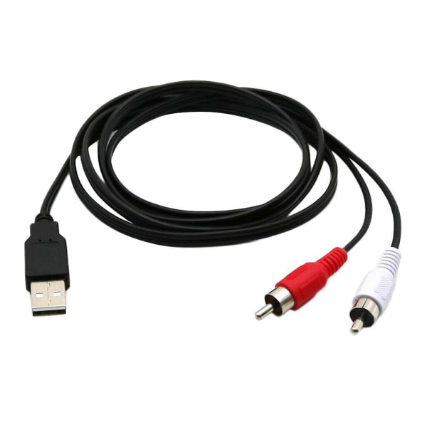 1,5m USB A Han til 2x RCA Phono Han AV Kabelledning TV Aux Adapter Happy Shopping