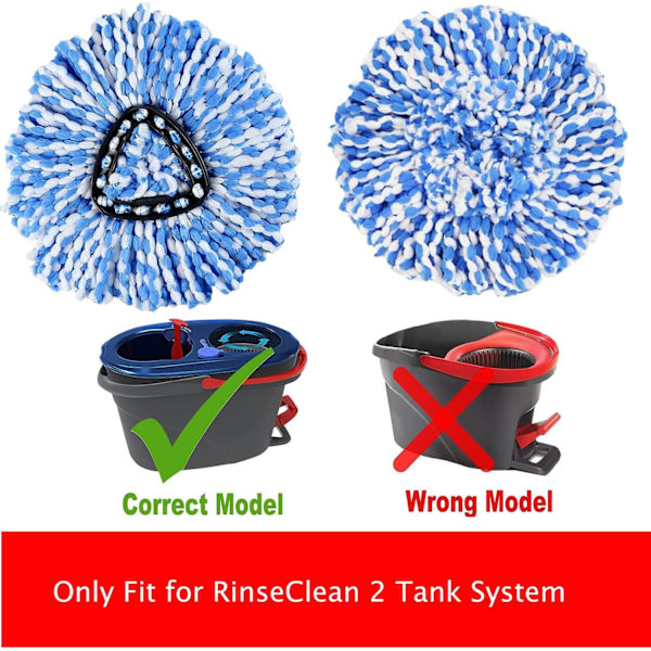 3 Pakkia Spin Mop -Päällisiä, Yhteensopiva Ocedar RinseClean 2-Säiliö Mop -Järjestelmän Kanssa, Mikrokuitu Mop -Täyttöpäät Kaikkien Kovapintaisten Lattioiden Puhdistukseen
