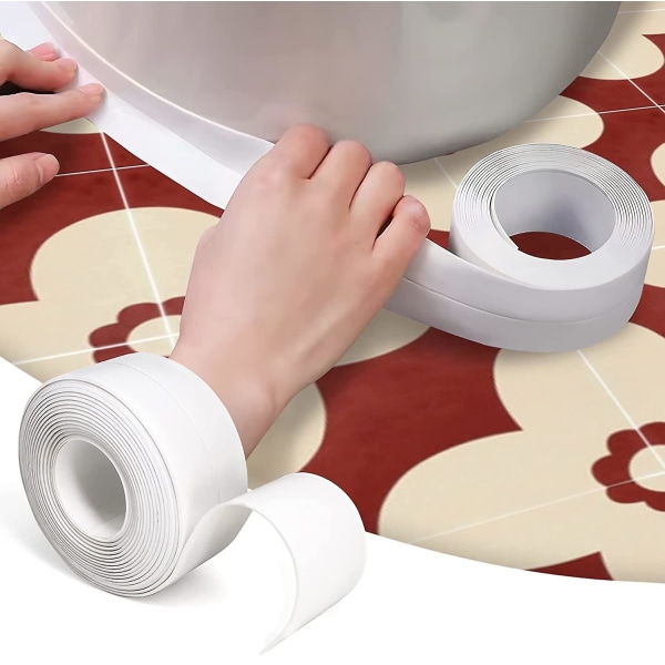 2 paket vattentät självhäftande tätningstejp för köksbänkskivor, handfat, badrum, toaletter och badkar på kanterna av golvväggar