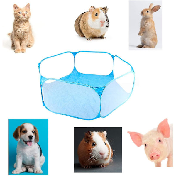 Foldbar Innendørs/Utendørs Bur for Smådyr, Macllar Bur for Marsvin, Hamster, Kanin, Rotte, Griser, Bærbar (blå)