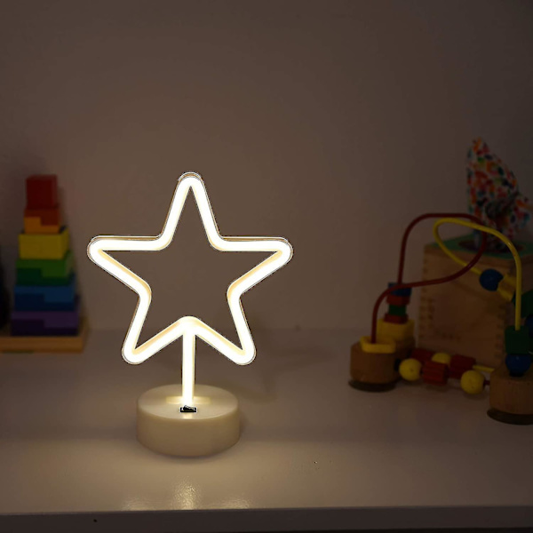 LED Neon Skylt Dekorativa Ljus Borddekoration Neonlampa Med Bas För Barn Pojke Och Flicka Sovrum Unik Present För Alla Tillfällen (Varmvit)