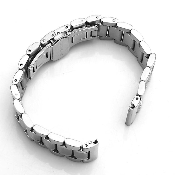 Watch i rostfritt stål Byte av watch med rak och böjd ände för kvinnor och män (silver) (24 mm)
