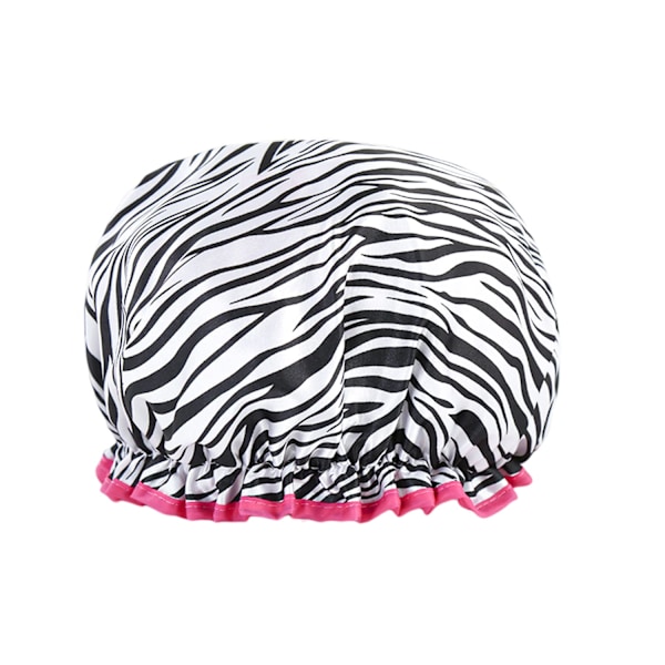 Gjenbrukbar Dobbel Lag Tykk Dusjhette - Vanntett Stilig Sebradesign - Flott for Bading og Dusjing - 1 stk Zebra print
