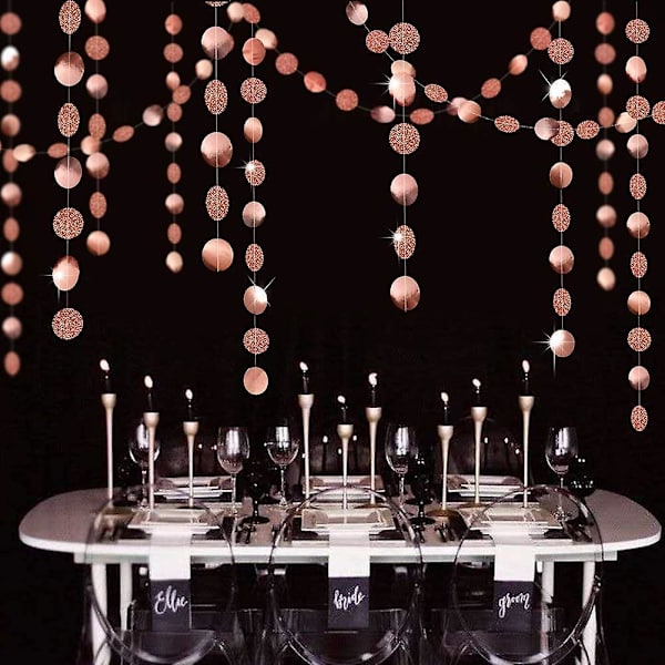 Kimalteleva Rose Gold -ympyräpisteiden Garlandi Juhlakoristeet Paperiset Polka Dots Riippuva Virve String Bunting Banner Tausta