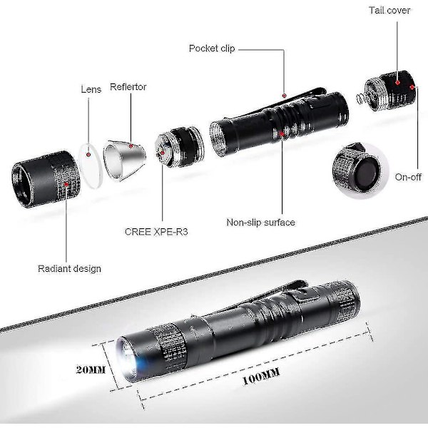 LED-penna Mini Flash S Fickficka Ed Av Aaa (ingår ej) Eas