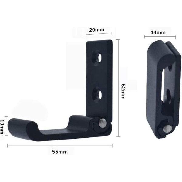 3 stk. aluminiumvægophængskrog 90 graders foldbare frakkekroge, foldbar krog sammenklappelig frakkebøjlekrog skruer til kontor, køkken, soveværelse (sort)