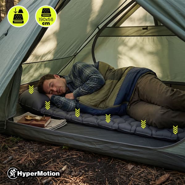 Ultralet Oppustelig Liggeunderlag 190x56 cm Camping Grå