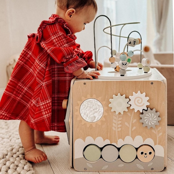 Suuri Montessori-puuaktiivisuuskuutio - Leikkisilmukka