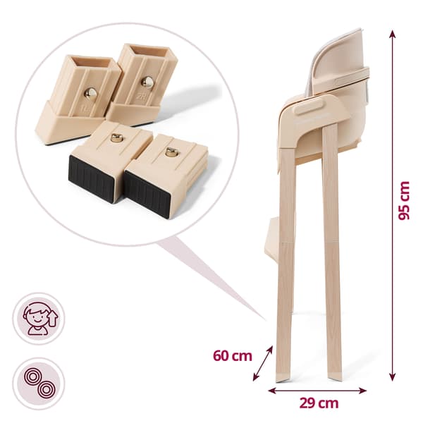 Moby-System Lumo 3-i-1 hopfällbar matstol beige