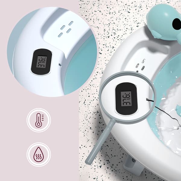Hopfällbart Babyställ med Termometer och Insatser - Mint