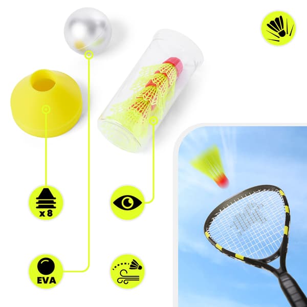 Speed Badminton set med racketar, koner och speeders