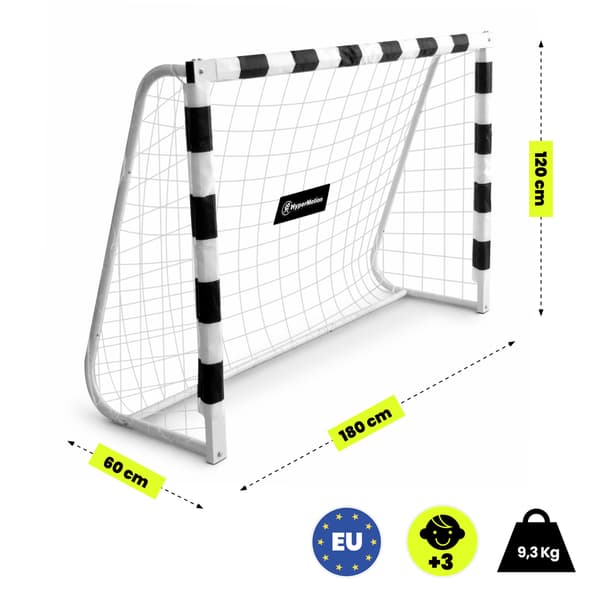 Fodboldmål HyperMotion PRO 180x120 cm hvid stål med net