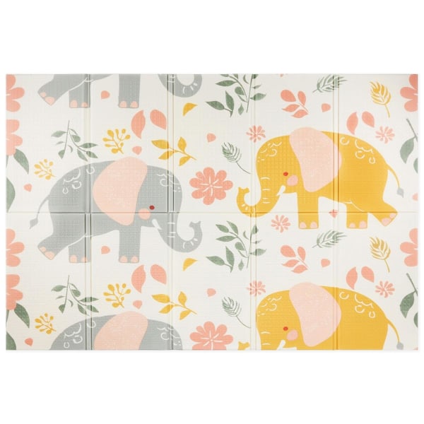 Kaksipuolinen taitettava leikkimatto 180x120x1cm Elephants