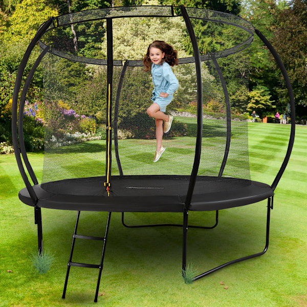 HyperMotion børne XL havetrampolin - 305 cm 10FT - med stige og indvendigt net - til hjem og have 305 cm