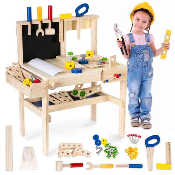 DIY-sæt af træ XXL - 75 dele + værktøjsbælte