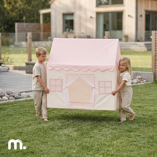 XXL legetelt til børn med LED lys Mamabrum pink foldbart hus