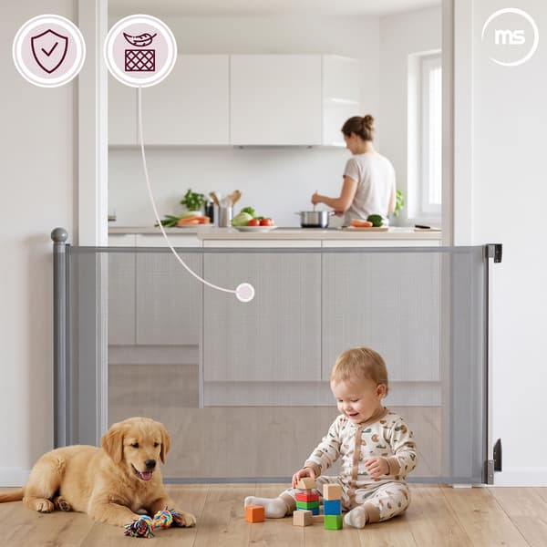 Moby-System SAFEGUARD udtrækkelig sikkerhedsgitter 140 cm, grå
