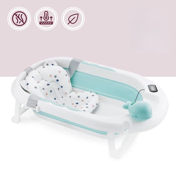 Hopfällbart Babyställ med Termometer och Insatser - Mint