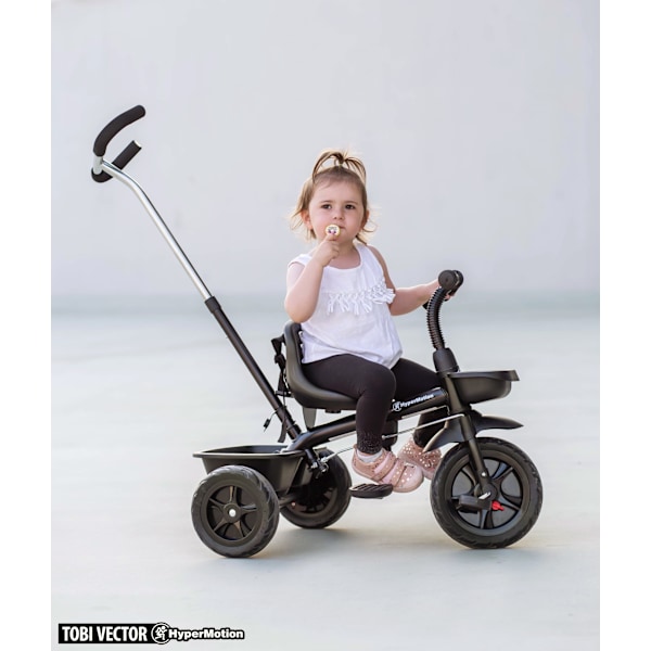 HyperMotion TOBI VECTOR trehjulet cykel - evigt oppustelige hjul + skubbebøjle. Farve: sort. Black