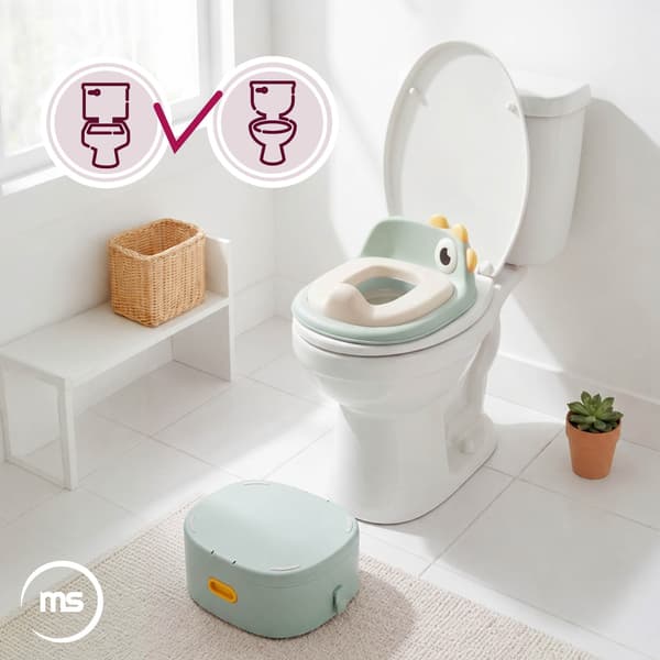 Moby-System 3-i-1 potta med toalettsits och pall – salviagrön