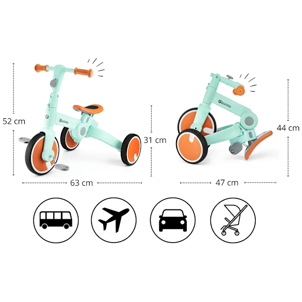 Tobi ROCKET - Lasten kolmipyörä, tasapainopyörä, ajettava pyörä - työntäjä - 5 in 1 HyperMotionilta Gray