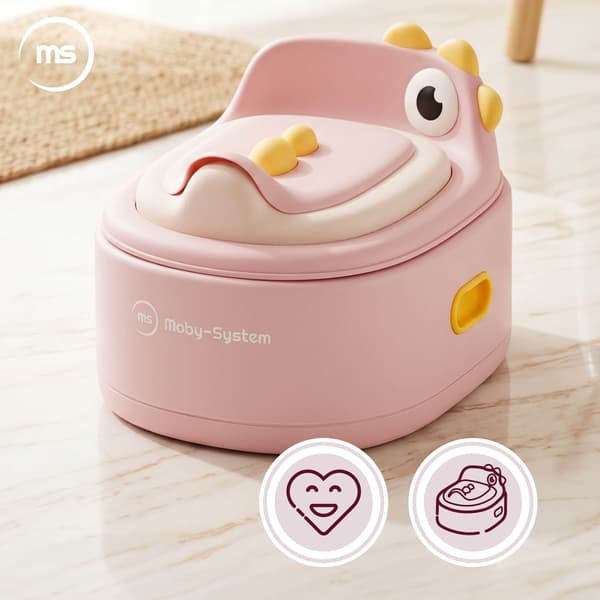 Moby-System 3-i-1 potta med toalettsits och pall – rosa