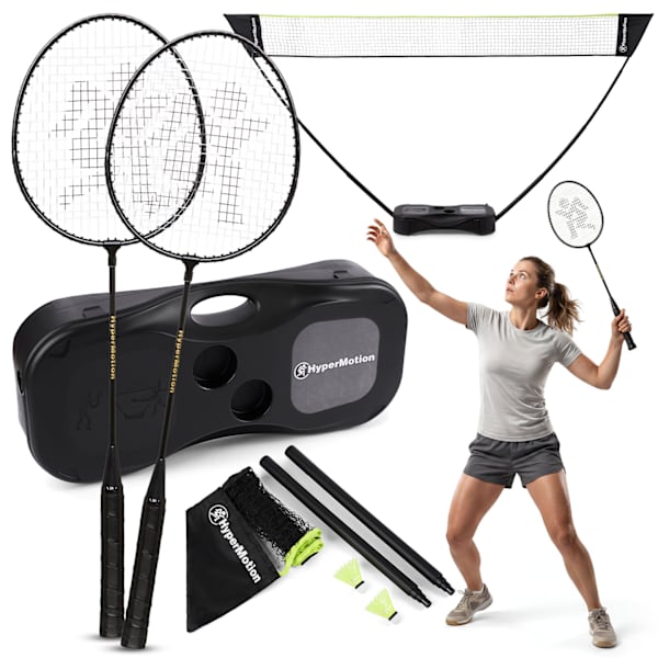 Bærbart badmintonsæt med net og kuffert | HyperMotion 2 stk