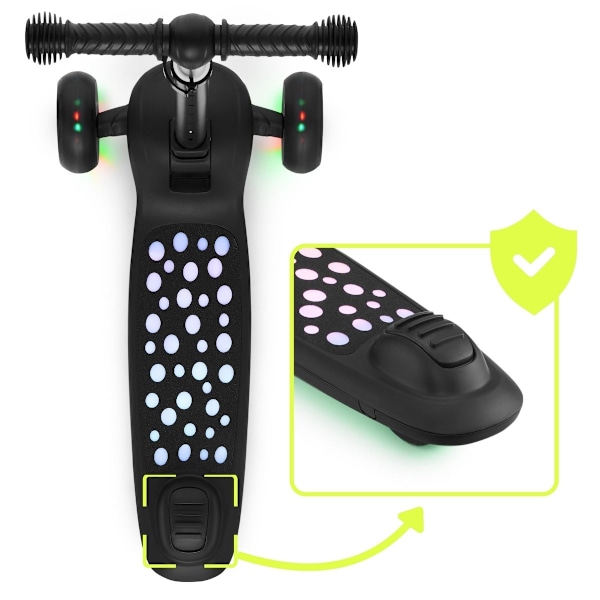 HyperMotion LUMI 3-i-1 balancescooter - oplyst platform og LED-hjul, sort farve Black