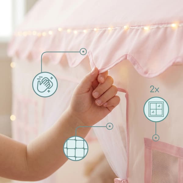 XXL legetelt til børn med LED lys Mamabrum pink foldbart hus
